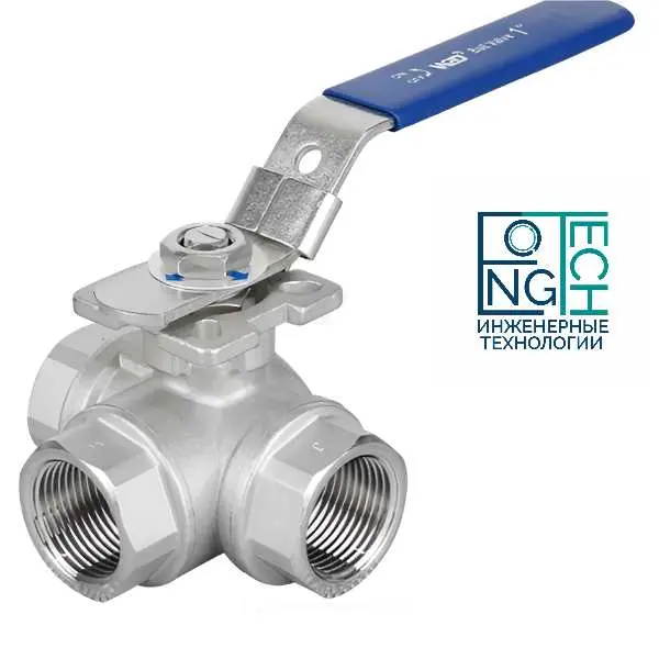 Кран шаровый нержавеющий BP полнопроходной 3-ходовой г-образный Benarmo Ду8-80 Ру63 Кран шаровый нержавеющий BP полнопроходной 3-ходовой г-образный Benarmo Ду8-80 Ру63