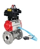 Кран шаровой DN.ru BV3232P(3pc)-FP-F-ISO-H Ду65 Ру25, трехсоставной полнопроходной фланцевый, нержавеющая сталь SS316, уплотнение - PTFE, с пневмоприводом PA-DA-105 двойного действия, с пневмораспределителем 4V320-10 220В, с БКВ APL-410N EX Москва