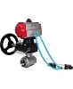 Кран шаровой DN.ru BV3232P(2pc)-FP-T-ISO-H Ду65 Ру40, полнопроходной внутреннняя резьба, нержавеющая сталь SS316, уплотнение - PTFE, с пневмоприводом PA-DA-083, с пневмораспределителем 4V320-08 220В, с ручным дублером MON2-450-T28-ISO Москва
