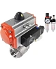 Кран шаровой DN.ru BV3232P(2pc)-FP-T-ISO-H Ду20 Ру63, полнопроходной внутреннняя резьба, нержавеющая сталь SS316, уплотнение - PTFE, с пневмоприводом PA-SA-052 с возвратными пружинами, с пневмораспределителем 4V320-10 220В, с БПВ AFC2000 Москва