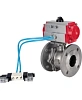 Кран шаровой DN.ru BV3232P(2pc)-FP-F-ISO-H Ду150 Ру16, 27х27, полнопроходной фланцевый, нержавеющая сталь SS316, уплотнение - PTFE, с пневмоприводом PA-SA-210 с возвратными пружинами, с пневмораспределителем 4V320-08 220В Москва