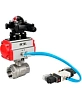 Кран шаровой DN.ru BV3232P(2pc)-FP-T-ISO-H Ду65 Ру40, полнопроходной внутреннняя резьба, нержавеющая сталь SS316, уплотнение - PTFE, с пневмоприводом PA-SA-105 с возвратными пружинами, с пневмораспределителем 4V320-10 220В, с БКВ APL-210N Москва