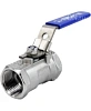 Кран шаровой DN.ru BV3232P-SP-T-H Ду25 Ру63 стандартнопроходной двухходовой, нержавеющая сталь SS316, внутренняя резьба, уплотнение - PTFE, ручка-рычаг Москва